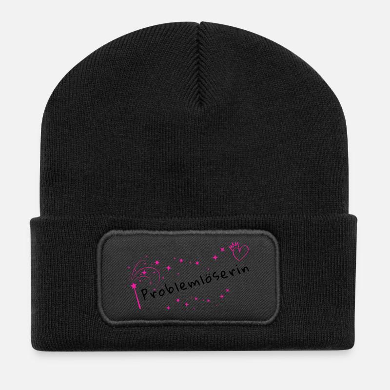 Zauberfunken Rosa Stardust - Recycelte Patch Beanie - Schwarz