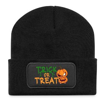 Trick or Treat Halloween Pumpkin - Recycled Patch Beanie - black - Front