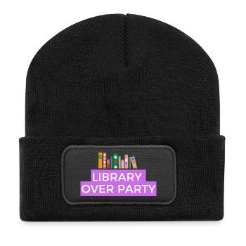 Library and books are better than a party - Recycled Patch Beanie - black - Front