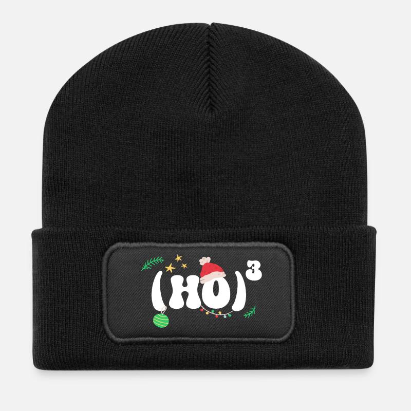 (HO)3 - Hohoho - Weihnachten Mathe - Recycelte Patch Beanie - Schwarz