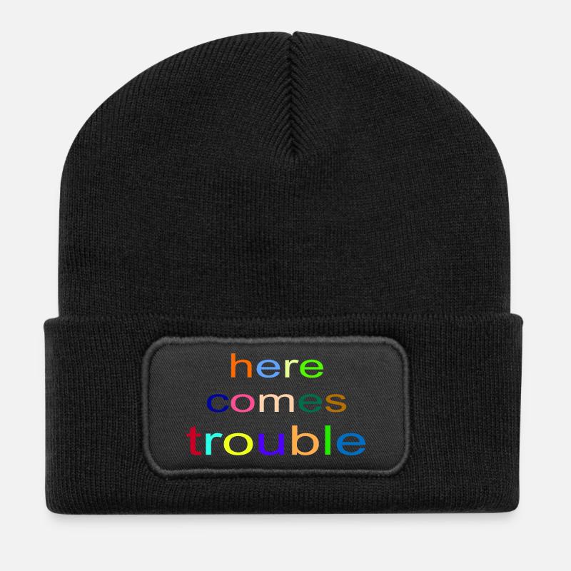 here_comes_trouble - Beanie recyclé à patch - noir