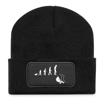 Evolution from baby to downhill skier - Recycled Patch Beanie - black - Front