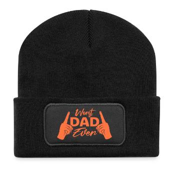 Worst Dad Ever Lustig Sarkastisch Vatertag Papa - Recycelte Patch Beanie - Schwarz - Vorne