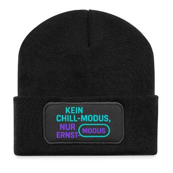 Ernst Mode ohne Chill - Recycelte Patch Beanie - Schwarz - Vorne
