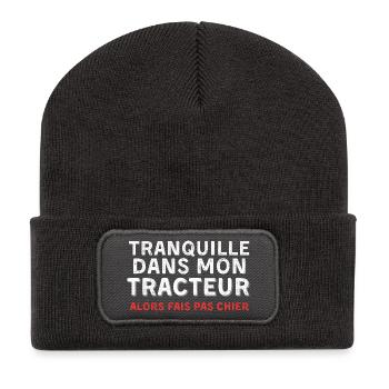 Humor Tractor Man Woman Farmer - Recycled Patch Beanie - dark grey - Front
