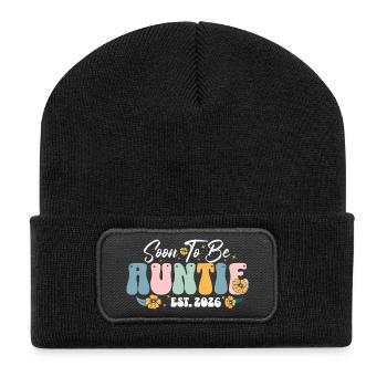 Soon To Be Auntie Est 2026 - Recycled Patch Beanie - black - Front