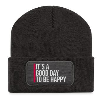 Bonjour sois heureux Motivation positive Dire bonheur - Beanie recyclé à patch - charbon - Devant