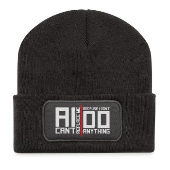 AI Can't Replace Me I Don't Do Anything Humor Joke - Recycled Patch Beanie - dark grey - Front