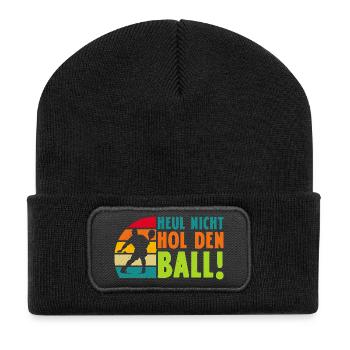 Padelspiel HEUL NICHT HOL DEN BALL Lustiges - Recycelte Patch Beanie - Schwarz - Vorne