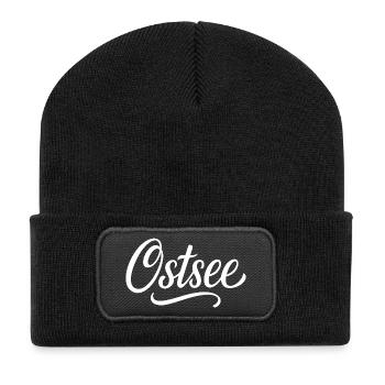 Contraste calligraphique de la mer Baltique - Beanie recyclé à patch - noir - Devant