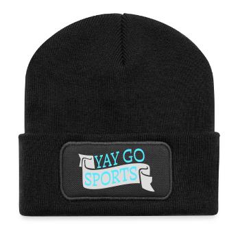 Yay Go Sports Sarkastisch Lustig Anti Sport Humor - Recycelte Patch Beanie - Schwarz - Vorne