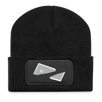 Abstract Fish Monochrome Triangles  - Recycled Patch Beanie - black - Front