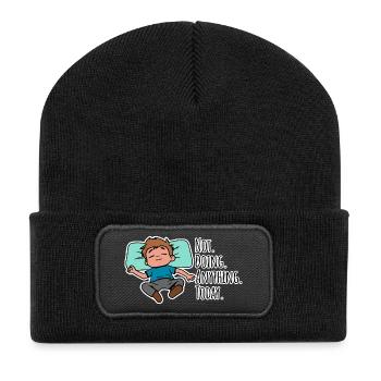 Today I don't do anything, absolutely nothing! - Recycled Patch Beanie - black - Front