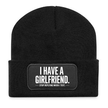 I Have A Girlfriend Stop Replying Anti Flirt Party - Recycelte Patch Beanie - Schwarz - Vorne