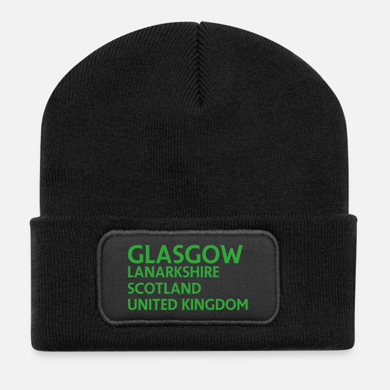 Glasgow – Scotland Textdesign - Recycled Patch Beanie - black