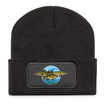 Perch, pike, zander, predator, fishing - Recycled Patch Beanie - dark grey - Front