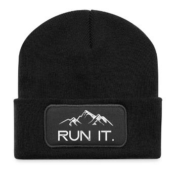 Ultra Running – Lauf es! - Recycelte Patch Beanie - Schwarz - Vorne