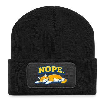 Nope Sleeping Cat Lazy Mood Design - Recycled Patch Beanie - black - Front