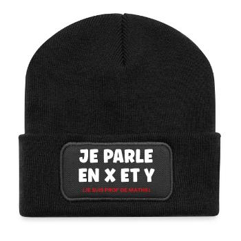 Je Parle en X et Y — Prof de Maths - Beanie recyclé à patch - noir - Devant