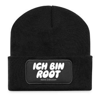 Ich bin Root – Keine Diskussion - Recycelte Patch Beanie - Schwarz - Vorne