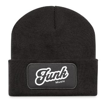 Funk Music Retro Script Logo - Recycelte Patch Beanie - Dunkelgrau - Vorne