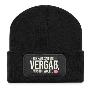 Je suis venu, j’ai vu et j’ai oublié... | T-shirt amusant - Beanie recyclé à patch - noir - Devant