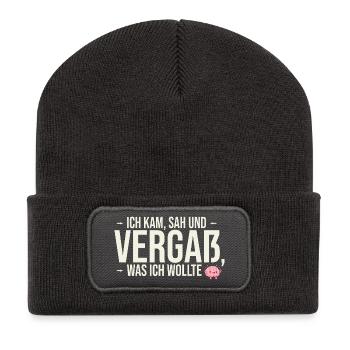 I came, saw and forgot... | Fun Shirt - Recycled Patch Beanie - dark grey - Front