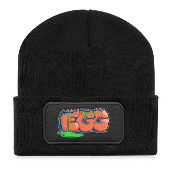 Egg, mot dessiné - Beanie recyclé à patch - noir - Devant