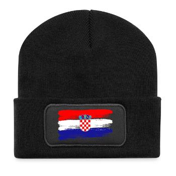 Croatian Flag Football Fan Sports Heritage - Recycled Patch Beanie - black - Front
