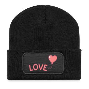 Pastel Love Balloon Illustration - Beanie recyclé à patch - noir - Devant