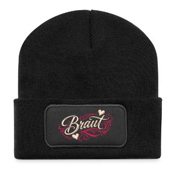 Chemise de mariée Enterrement de vie de garçon femmes Chemise de fête de jeune fille - Beanie recyclé à patch - noir - Devant