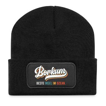 Borkumer Insel BESTE INSEL IM OZEAN Lustiges - Recycelte Patch Beanie - Schwarz - Vorne