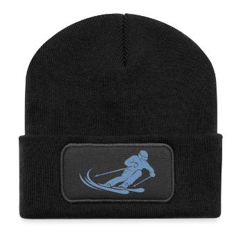 Ski minimaliste en silhouette - Beanie recyclé à patch - noir - Devant