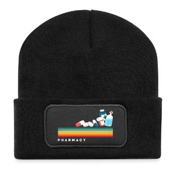 Retro pharmacist pharmacy technician - Recycled Patch Beanie - black - Front