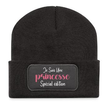 je suis une princesse spécial édition - Beanie recyclé à patch - charbon - Devant