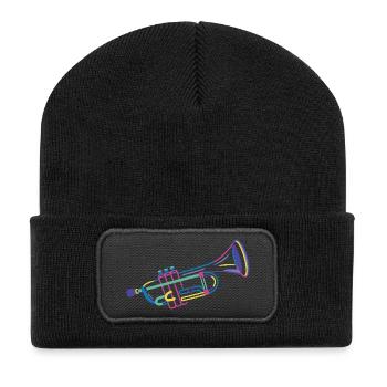 Bunte Trompete - Recycelte Patch Beanie - Schwarz - Vorne