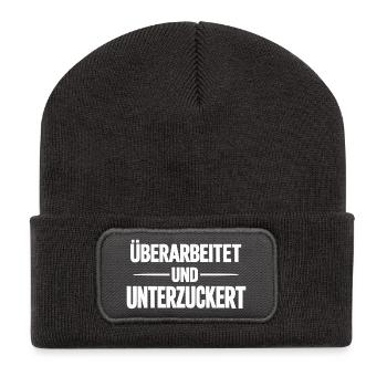 Trop sollicité et blanc hypoglycémique - Beanie recyclé à patch - charbon - Devant
