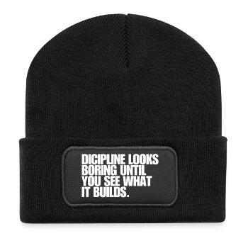 La discipline paraît ennuyeuse jusqu’à ce qu’on voie ce qu’elle fait... - Beanie recyclé à patch - noir - Devant