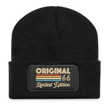60th Birthday 60 Years 1966 Original 66 Gift - Recycled Patch Beanie - black - Front