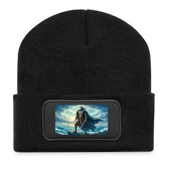 Beowulf stellt sich dem Schicksal, das auf ihn wartet, nordische Saga - Recycelte Patch Beanie - Schwarz - Vorne