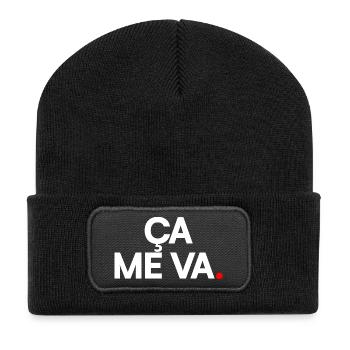 DAS IST FÜR MICH IN ORDNUNG. – Minimalistischer französischer Ausdruck - Recycelte Patch Beanie - Schwarz - Vorne