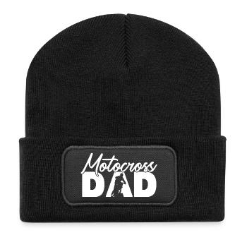 Motocross Dad Silhouette Dirt Bike Sports Art - Recycled Patch Beanie - black - Front