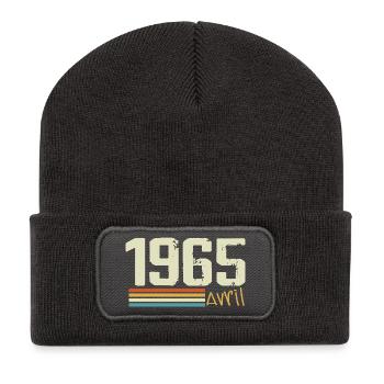 Né en avril 1965 - Beanie recyclé à patch - charbon - Devant