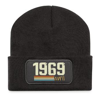 Born in April 1969 - Recycled Patch Beanie - dark grey - Front