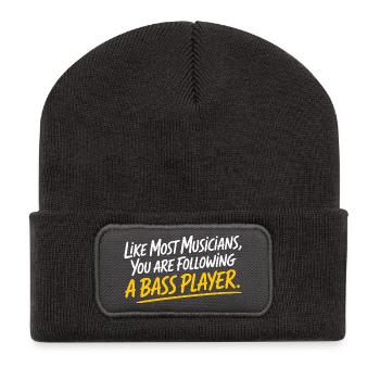Bassiste Following A Bass Band, Bassspieler - Beanie recyclé à patch - charbon - Devant