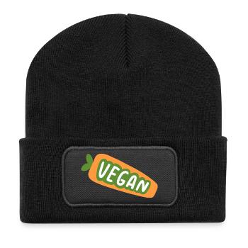 Chemise végane design végétal mignonne végétarien - Beanie recyclé à patch - noir - Devant