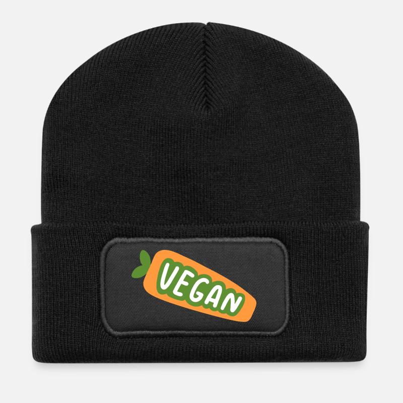 Vegan Shirt Plant Based Design Cute Veggie Aesthet - Recycelte Patch Beanie - Schwarz