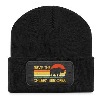 Save the Chubby Unicorns Retro Sunset - Recycled Patch Beanie - black - Front