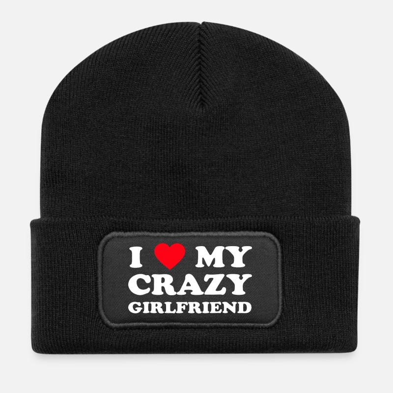 J’aime ma copine folle - Beanie recyclé à patch - noir