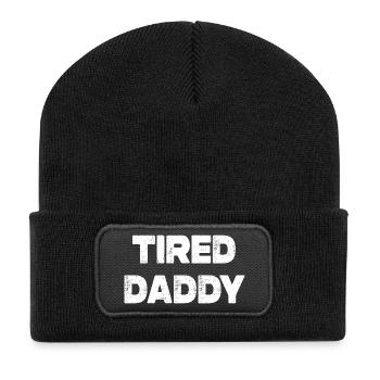 Papa fatigué - Beanie recyclé à patch - noir - Devant
